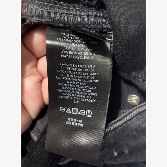 Free People Zuri Mom Jean Sz 24 Dusty Roads Black Button Fly Distressed Rip Knee - Picture 11 of 13